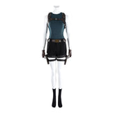 Tomb Raider Cosplay Costume  Lara Croft Classic Blue Adventure Outfit Adult Female Halloween Carnival Costume