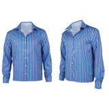 One Piece Cosplay Costume Sanji Blue Shirt and Adult Male Halloween Carnival Costume