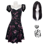 Obsession Cosplay Costume Nikki Black Printed Dress Adult Female Halloween Carnival Costume