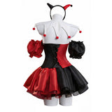 Female Red and Black Clown Suit Dress Adult Female Halloween Carnival Costume