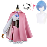 Rem Cosplay Costume Season 4 Pink Outfit with Cape Adult Female Halloween Carnival Costume