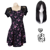 Obsession Cosplay Costume Nikki Black Printed Dress Adult Female Halloween Carnival Costume
