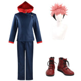 Yuji Itadori Cosplay Costume Black Outfit Adult Male Halloween Carnival Costume