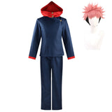 Yuji Itadori Cosplay Costume Black Outfit Adult Male Halloween Carnival Costume