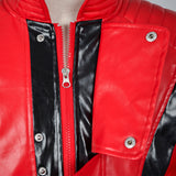 Red Leather Stage Performance Jacket Adult Male Halloween Carnival Costume