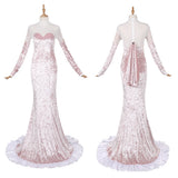Alien Stage Cosplay Costume Mizi White-pink Long Dress Adult Female Halloween Carnival Costume