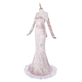 Alien Stage Cosplay Costume Mizi White-pink Long Dress Adult Female Halloween Carnival Costume