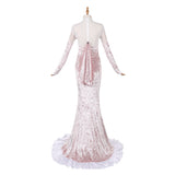Alien Stage Cosplay Costume Mizi White-pink Long Dress Adult Female Halloween Carnival Costume