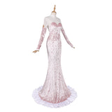 Alien Stage Cosplay Costume Mizi White-pink Long Dress Adult Female Halloween Carnival Costume