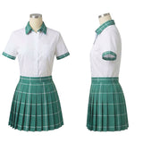 Alien Stage Cosplay Costume Sua White and Green Pleated Skirt Adult Female Halloween Carnival Costume