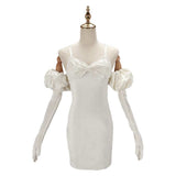 Alien Stage Cosplay Costume Sua White Dress with Bow Adult Female Halloween Carnival Costume