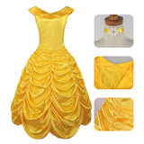Beauty and the Beast Cosplay Costume Belle Yellow Dress Adult Female Halloween Carnival Costume