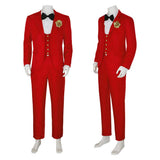Beetlejuice Cosplay Costume Betelgeuse Red Suit Adult Male Halloween Carnival Costume