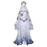 Corpse Bride Cosplay Costume Emily White and Blue Dress Adult Female Halloween Carnival Costume