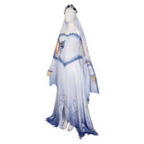 Corpse Bride Cosplay Costume Emily White and Blue Dress Adult Female Halloween Carnival Costume
