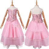 Wicked 2024 Glinda Cosplay Costume Kids Female Pink Dress Halloween Carnival Costume