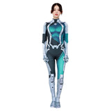 Marvel Rivals Luna Snow Cosplay Costume Print Jumpsuit Adult Female GreyOutfits Halloween Carnival Suit