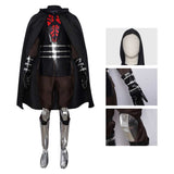 Darth Maul Cosplay Costume Black Outfit with Cape Adult Male Halloween Carnival Costume