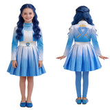 Descendants Cosplay Costume Evie Blue Dress Kids Children Halloween Carnival Costume