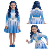 Descendants Cosplay Costume Evie Blue Dress Kids Children Halloween Carnival Costume