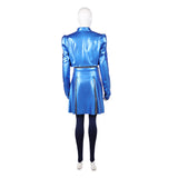 Descendants: Wicked Wonderland Cosplay Costume Chloe Blue Leather Outfit Adult Female Halloween Carnival Costume