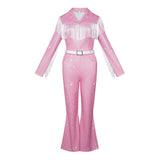 Dolly Parton Cosplay Costume Pink Fringe Set Adult Female Halloween Carnival Costume