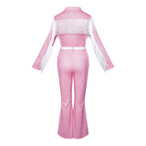 Dolly Parton Cosplay Costume Pink Fringe Set Adult Female Halloween Carnival Costume