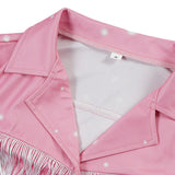 Dolly Parton Cosplay Costume Pink Fringe Set Adult Female Halloween Carnival Costume