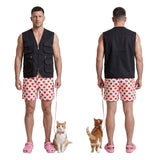 Dungeon Crawler Carl Cosplay Costume Carl Black Vest and Polka Dot Shorts Adult Male Halloween Carnival Costume