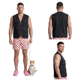 Dungeon Crawler Carl Cosplay Costume Carl Black Vest and Polka Dot Shorts Adult Male Halloween Carnival Costume