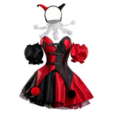 Female Red and Black Clown Suit Dress Adult Female Halloween Carnival Costume