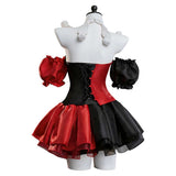 Female Red and Black Clown Suit Dress Adult Female Halloween Carnival Costume