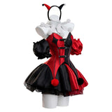 Female Red and Black Clown Suit Dress Adult Female Halloween Carnival Costume