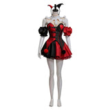Female Red and Black Clown Suit Dress Adult Female Halloween Carnival Costume