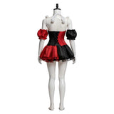 Female Red and Black Clown Suit Dress Adult Female Halloween Carnival Costume