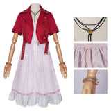 Final Fantasy Cosplay Costume Aerith Gainsborough Classic Red Coat Set Adult Female Halloween Carnival Costume