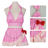 Final Fantasy Cosplay Costume Aerith Pink Swimsuit Adult Female Halloween Carnival Costume