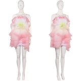 Wicked 2024 Glinda Cosplay Costume Adult Female Pink Flower Dress Halloween Carnival Costume