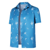 GTA Cosplay Costume Jason Blue Printed Beach Shirt Adult Male Halloween Carnival Costume