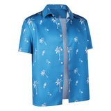 GTA Cosplay Costume Jason Blue Printed Beach Shirt Adult Male Halloween Carnival Costume