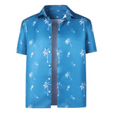 GTA Cosplay Costume Jason Blue Printed Beach Shirt Adult Male Halloween Carnival Costume