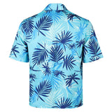 GTA Cosplay Costume Tommy Blue Printed Beach Shirt Adult Male Halloween Carnival Costume
