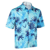 GTA Cosplay Costume Tommy Blue Printed Beach Shirt Adult Male Halloween Carnival Costume