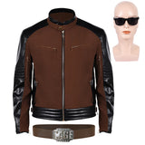 Movie Mortal Kombat 2 Cosplay Costume Johnny Cage Brown Coat Adult Male Halloween Carnival Costume