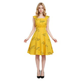 La La Land Cosplay Costume Mia Yellow Printed Dress Adult Female Halloween Carnival Costume