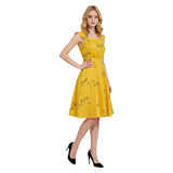 La La Land Cosplay Costume Mia Yellow Printed Dress Adult Female Halloween Carnival Costume
