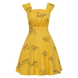 La La Land Cosplay Costume Mia Yellow Printed Dress Adult Female Halloween Carnival Costume