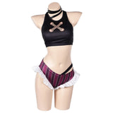 League of Legends Cosplay Costume Jinx Black Cosplay Top Shorts Adult Female Halloween Carnival Costume