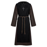 Medieval Renaissance Cosplay Costume  Priest Black Robe Adult Male Halloween Carnival Costume