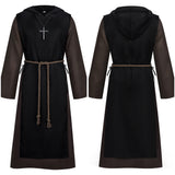 Medieval Renaissance Cosplay Costume  Priest Black Robe Adult Male Halloween Carnival Costume